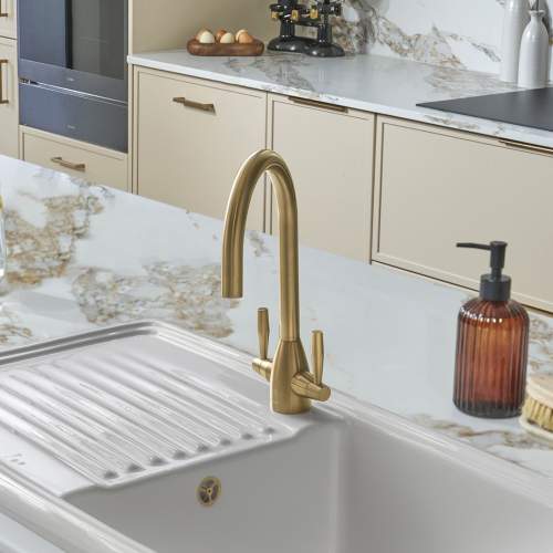 Caple AVEL Twin Lever Antique Brass Kitchen Tap