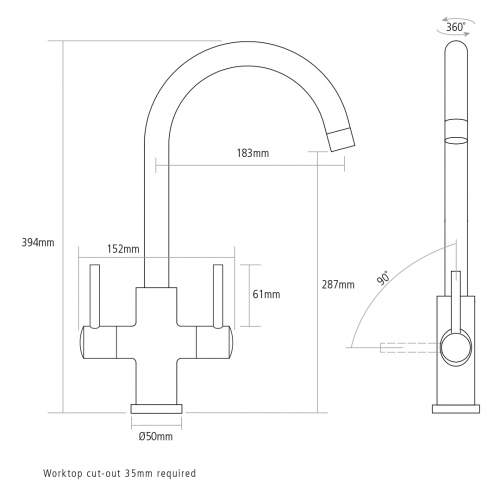 Caple Lamar Monobloc Kitchen Mixer Tap in Matt Black