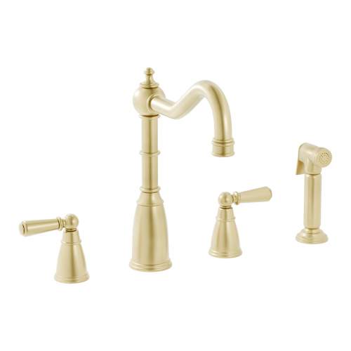 Bidbury & Co Stockwell 4 Hole Mixer Tap with Metal Lever Handles and Side Spray