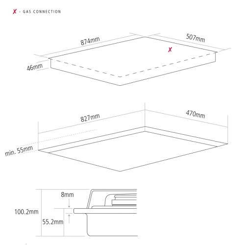 Caple C7895G 87cm Gas On Glass 5 Burner Hob