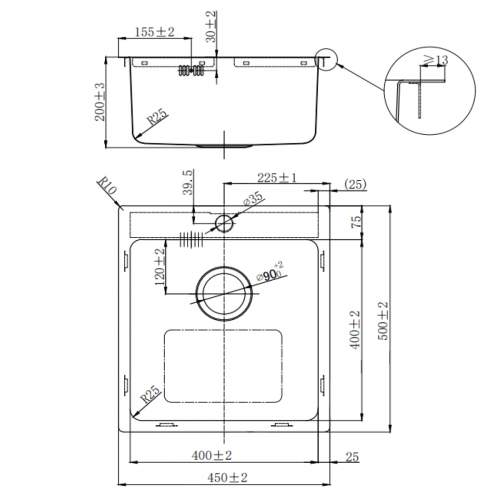 Reginox Boston II Inset Kitchen Sink with Tap Ledge