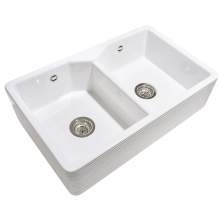 Whitebirk Linear Pendleton Double Bowl Fireclay Kitchen Sink