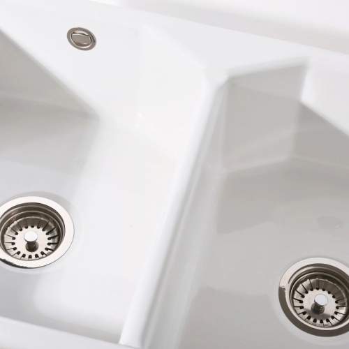 Whitebirk Linear Pendleton Double Bowl Fireclay Kitchen Sink