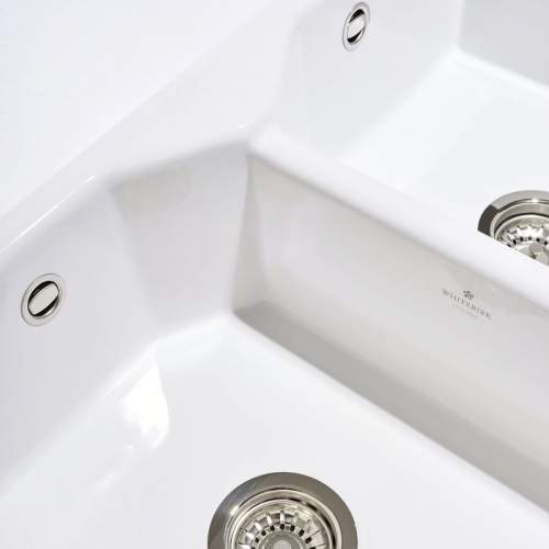 Whitebirk Linear Pendleton Double Bowl Fireclay Kitchen Sink