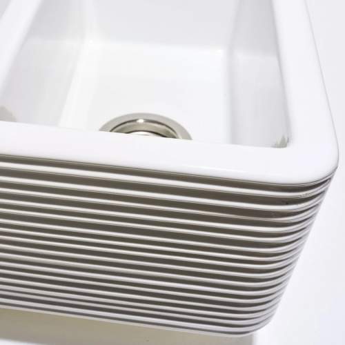 Whitebirk Linear Lostock Double Bowl Fireclay Kitchen Sink