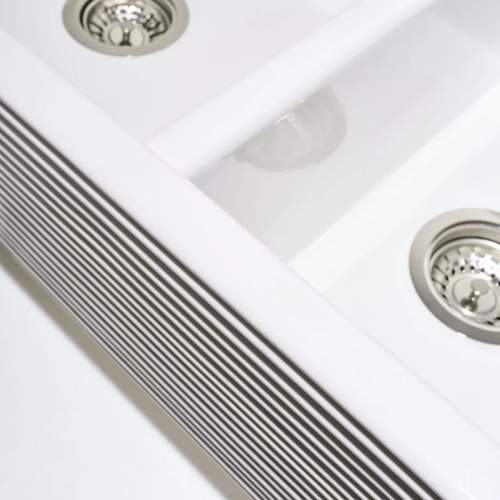Whitebirk Linear Lostock Double Bowl Fireclay Kitchen Sink
