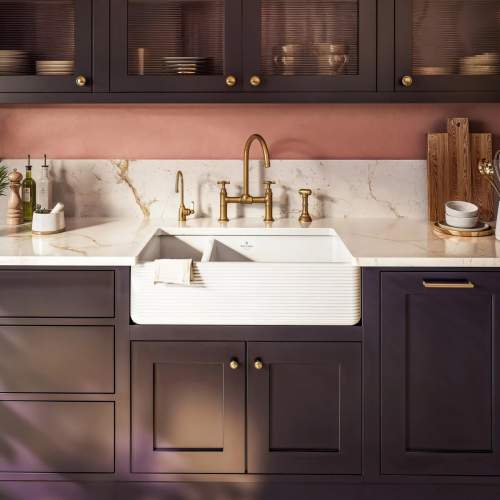 Whitebirk Linear Lostock Double Bowl Fireclay Kitchen Sink