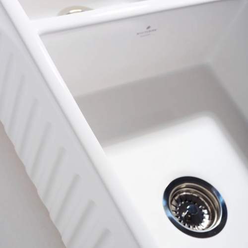 Whitebirk Fluted Lostock Double Bowl Fireclay Kitchen Sink