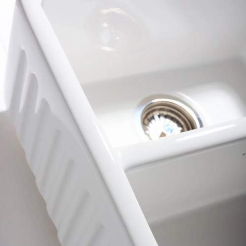 Whitebirk Fluted Lostock Double Bowl Fireclay Kitchen Sink