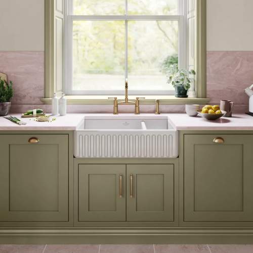 Whitebirk Fluted Lostock Double Bowl Fireclay Kitchen Sink