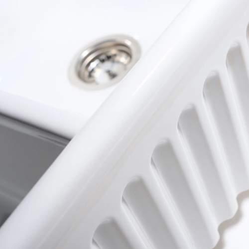 Whitebirk Warton Double Bowl Fluted Front Fireclay Kitchen Sink