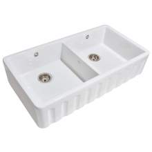 Whitebirk Trawden Double Bowl Fluted Front Fireclay Kitchen Sink