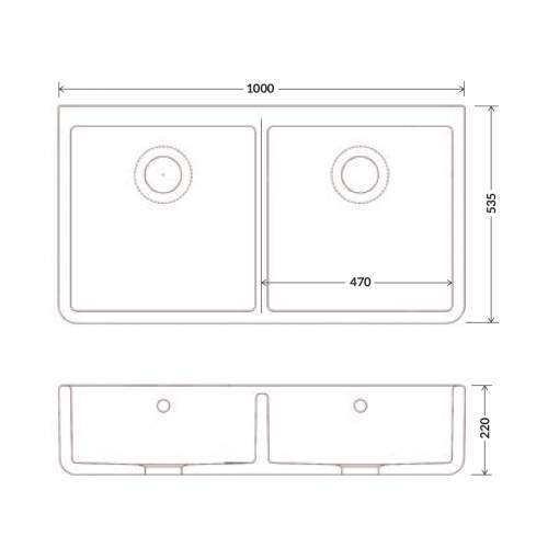 Whitebirk Trawden Double Bowl Fluted Front Fireclay Kitchen Sink
