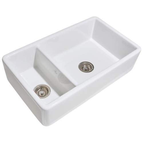 Whitebirk Lostock Double Bowl Fireclay Kitchen Sink