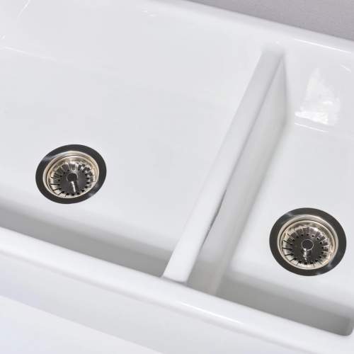Whitebirk Lostock Double Bowl Fireclay Kitchen Sink