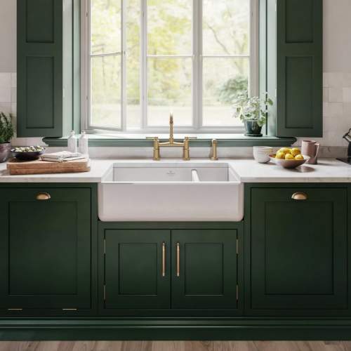 Whitebirk Lostock Double Bowl Fireclay Kitchen Sink