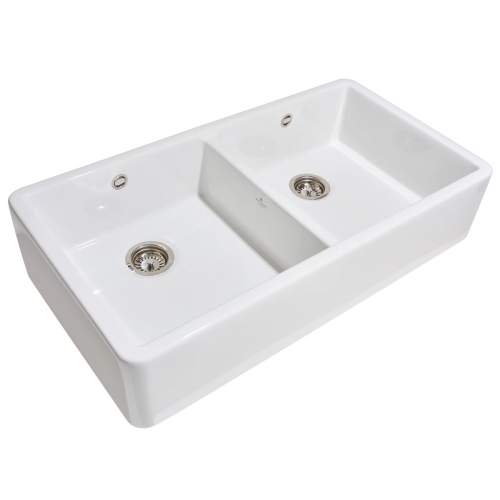 Whitebirk Stonyhurst Double Bowl Fireclay Kitchen Sink