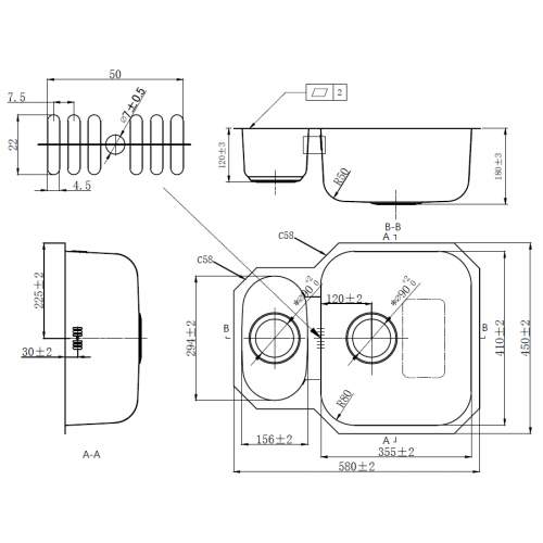 Reginox DAKOTA II 1 5 Bowl Kitchen Sink