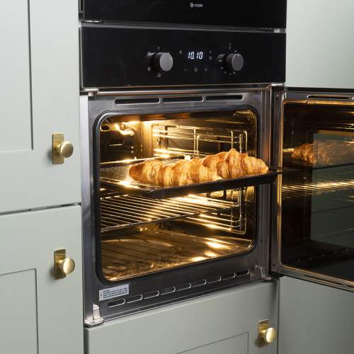 Caple C2225BG Sense 60cm Electric Single Side Opening Black Glass Oven